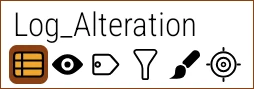 Log_Alteration layer item in the layer menu, showing its row of control icons