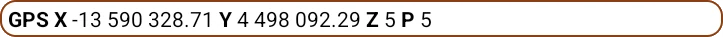 Status bar showing the current GPS position X, Y, Z and the satellite count