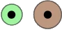 Selected node in green and ordinary node in brown inside the geometry editor
