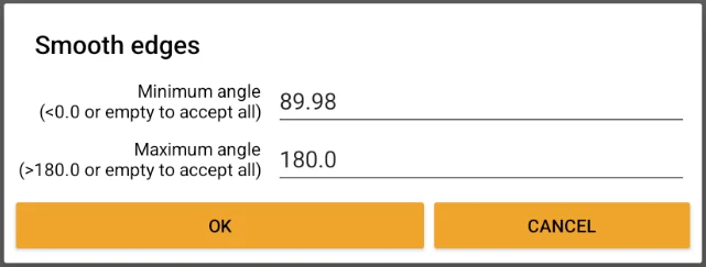 Smooth edges: minimum and maximum angle defining which nodes are removed from the geometry