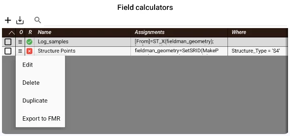 Calculador de campos: recetas coordenadas a punto, asignación con SetSRID y condición por tipo de estructura
